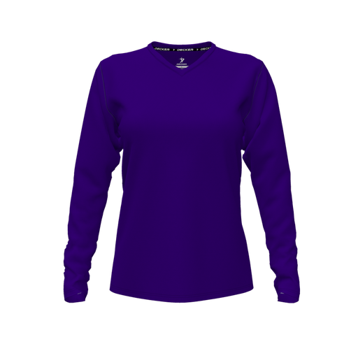 [FTLVCFPP-FYXS-LOGO2] Decker Comfort T-Shirt (Female Youth XS, Purple, V Neck, Logo 2, Long Sleeve)